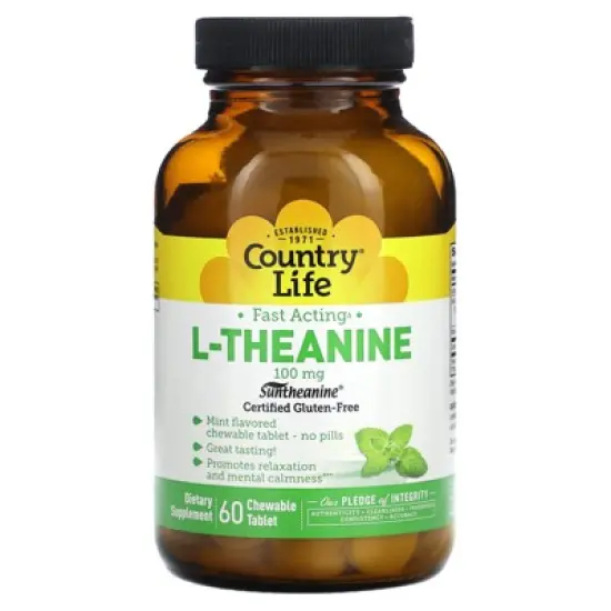 Country Life L-Theanine, 100 mg, 60 Chewable Tablet image {4}