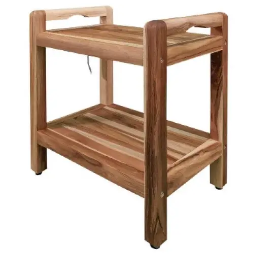 EcoDecors&reg; Eleganto&reg; 20" Teak Wood Shower Bench with LiftAide&reg; Arms and Shelf in EarthyTeak Finish - Target Plus Natural 20"L x 14"D x 21"H image {3}