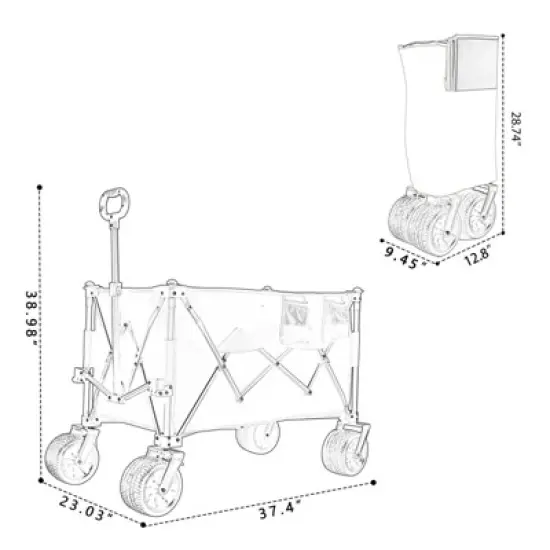DSVIMOY Folding Wagon Cart with Bonus Picnic Mat, Drink Holders, and Side Pocket for Camping, Sports, Orange Print, 37.4"*23.03"*38.98" image {2}