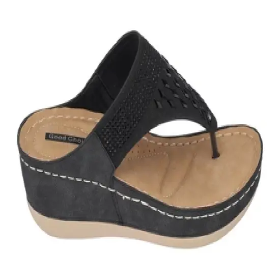 GC Shoes Kiara Embellished Comfort Slide Wedge Sandals image {1}