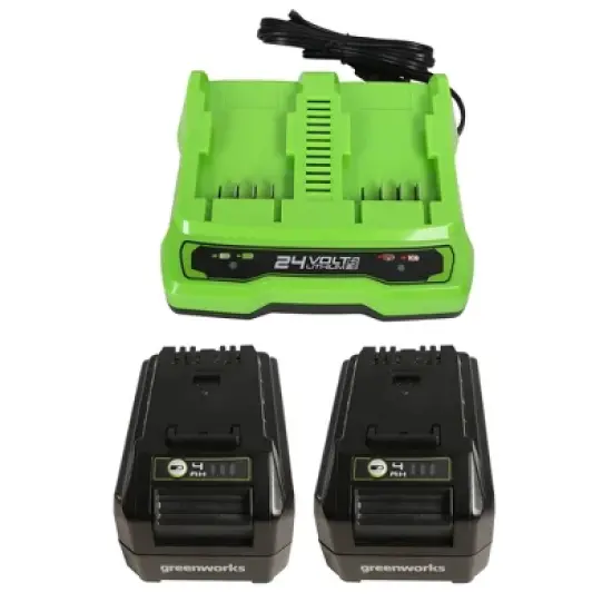 2pk 24V All Power USB Power Tool Battery Starter Kit with Dual Port Charger - Greenworks image {2}