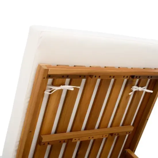 Chaise Lounge Chair Wood Frame with Adjustable Backrest, Outdoor Lounge Chairs with 4 Inch Cushion-Maison Boucle image {6}