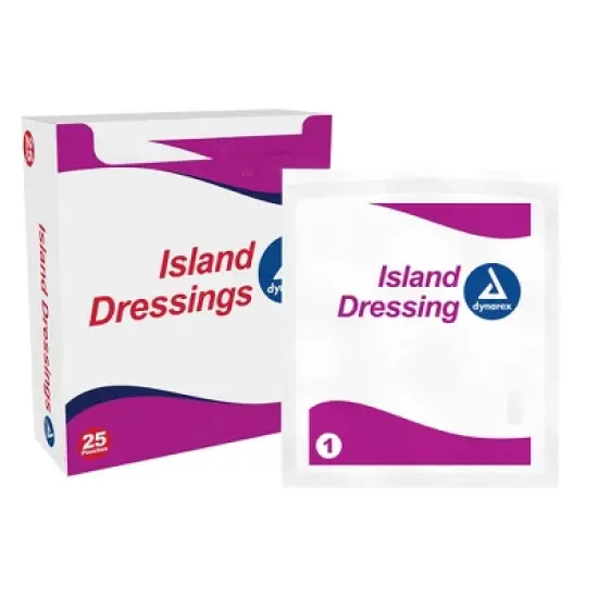 Dynarex White Nonwoven / Cotton Adhesive Dressing Sterile 4 x 4" 25 per Box image {1}