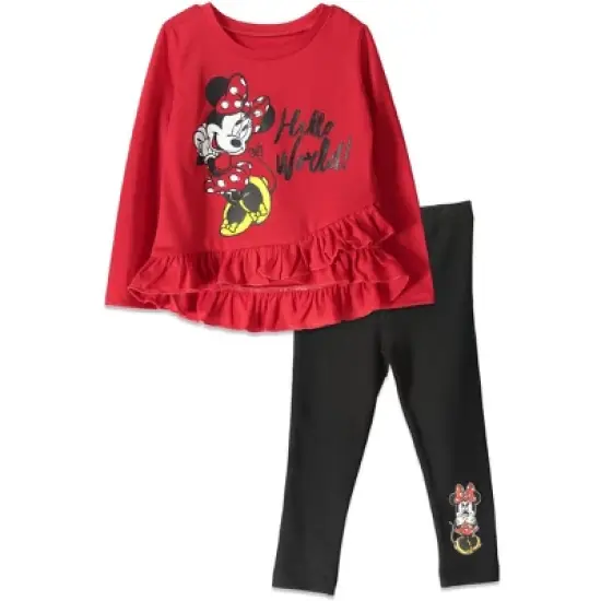 Disney Minnie Mouse Mickey Mouse T-Shirt and Leggings Outfit Set Infant to Big Kid image {13}