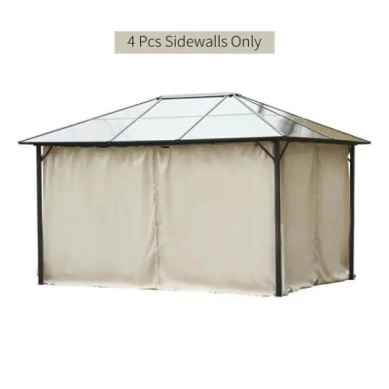 Resenkos Gazebo Pergola Privacy Panels,9.84' x 11.8' Gazebo Sidewall Set with Hooks/C-Rings, Beige image {6}