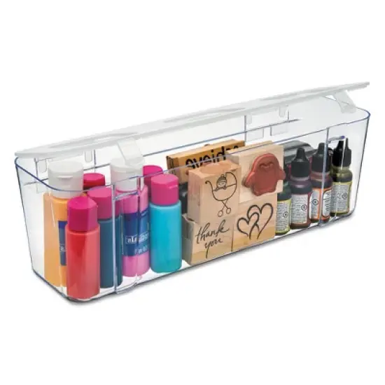 Deflecto Stackable Caddy Organizer, Large, White, 13.24" x 4" x 4.38" image {2}