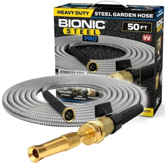 Bionic Steel Pro 304 Stainless Steel Metal Garden Hose with Brass Nozzle image {7}