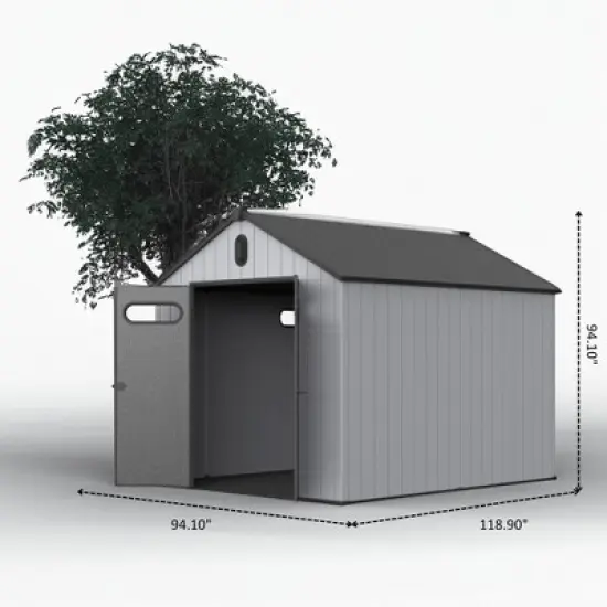 XWT013-1 8*10ft resin plastic storage shed for backyard garden big spire Tool storage image {8}