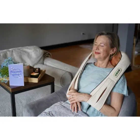 Nekteck Shiatsu Neck & Back Massager - Heat, Deep Kneading - Home, Office, Car - Beige image {7}