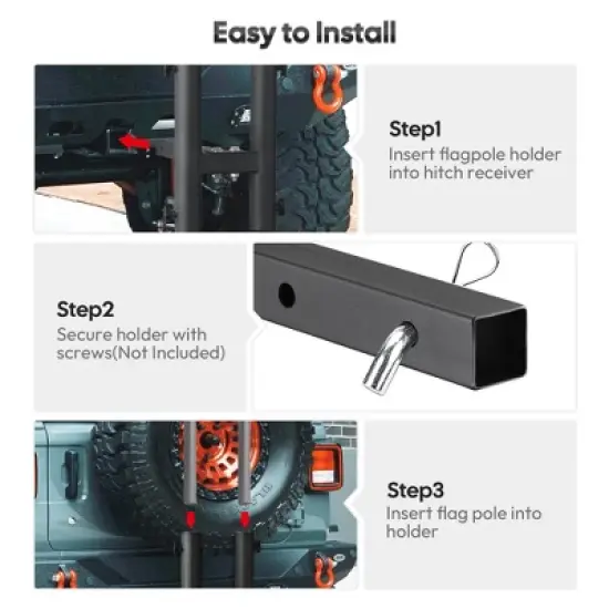 Yescom 1 9/16" Hitch Mount Dual Flag Pole Holder Bracket for Truck Car Trailer SUV RV Jeep image {8}