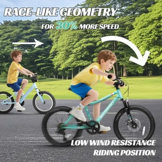 Gulches Kids Bike for Ages 6-12, 20"&times;2.125" Tires, 7-Speed Shimano, Front Disc/Rear V-Brake, 100mm Suspension Fork image {7}