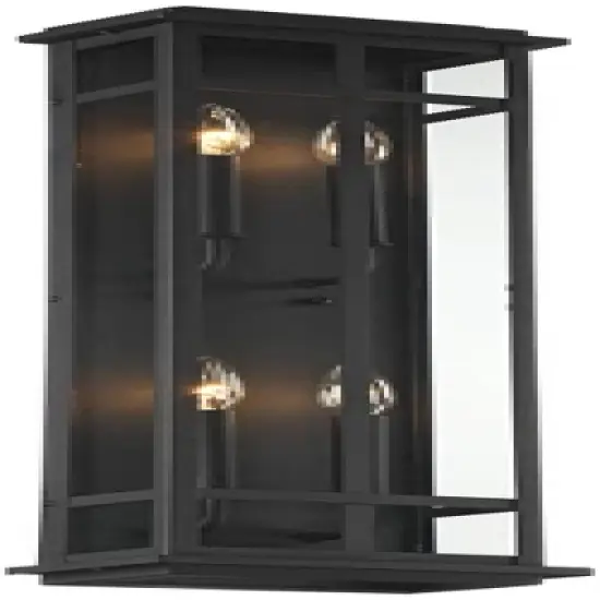 Possini Euro Design Modern Industrial Outdoor Wall Light Fixture Cool Black Windowpane Frame 30" for Post Exterior Barn Deck House image {4}