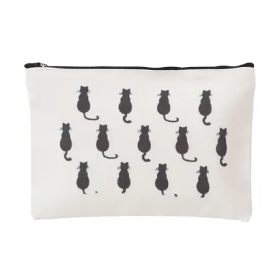 Unique Bargains Durable Cats Print Makeup Bag White 1 Pc image {5}