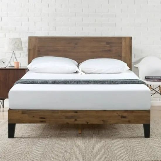 Tonja Wood Platform Bed Frame with Headboard Brown - Zinus image {2}