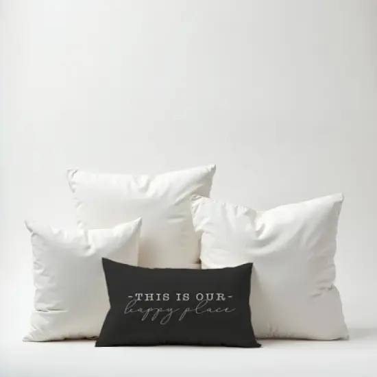 Creative Products This Is Our Happy Place Black and White 14x20 Indoor / Outdoor Pillow image {6}