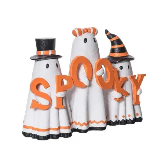 Transpac Cute Spooky Ghost Figurine - Resin Halloween Decor for Home, Office, and Festive Celebrations image {1}