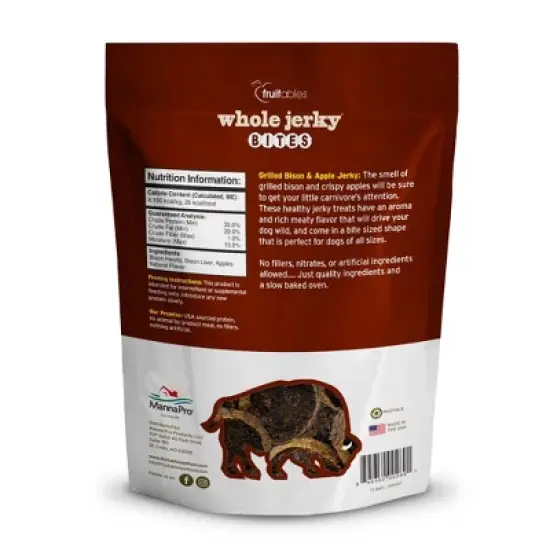 Fruitables Whole Jerky Bites Grilled Bison and Apple Jerky Dog Treats - 5oz image {2}