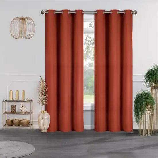 38" x 84" Solid Blackout Thermal Grommet Curtain Panels (Set of 2 Black) image {8}