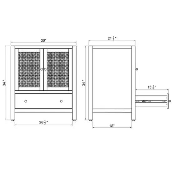 Alaterre Furniture Lucca Bathroom Vanity - Freestanding Cabinet Without Top image {11}