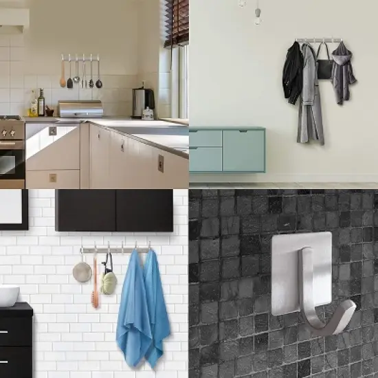Smartpeas Stainless Steel Coat Rack - 6 Fixed Hooks image {1}