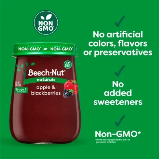 Beech-Nut Non-GMO Naturals Apple & Blackberry Baby Food Jar - 4oz image {6}