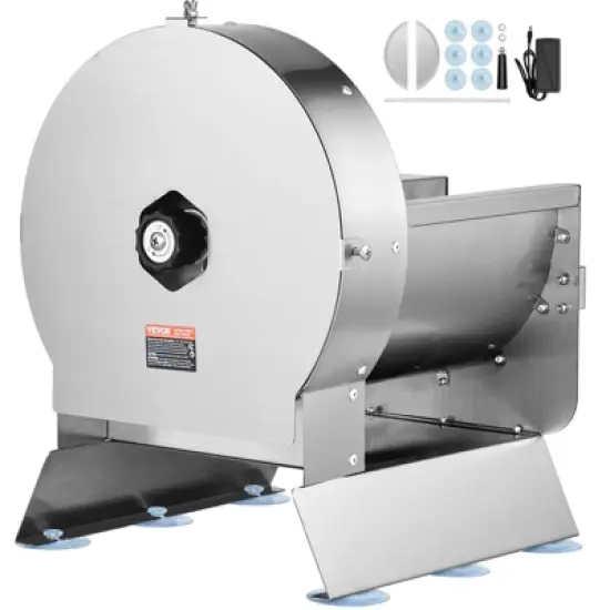 VEVOR Electric Vegetable Slicer, 0-0.5"/0-12mm Thickness Adjustable Commercial Slicer Machine, Convertible to Manual, Stainless Steel Food image {8}