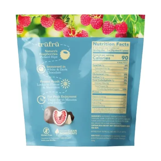Tru Fru White & Dark Chocolate Frozen Whole Raspberries  - 8oz image {1}