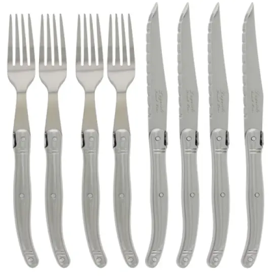 French Home 8pc Stainless Steel Laguiole Steak Knife and Fork Set image {6}