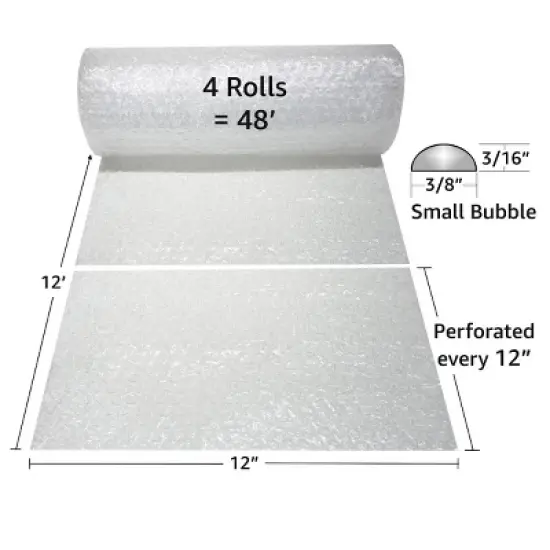 UBMOVE Bubble Roll 12&rdquo; Wide x 48&rsquo; Long with Small Bubbles 3/16&rdquo; and Perforated Every 12&rdquo; image {7}