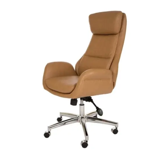 Mid-Century Modern Air Leatherette Adjustable Swivel High Back Office Chair - Glitzhome image {9}