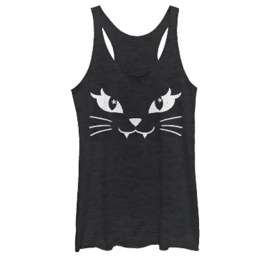 Women's Lost Gods Kitty Cat Face Racerback Tank Top image {2}