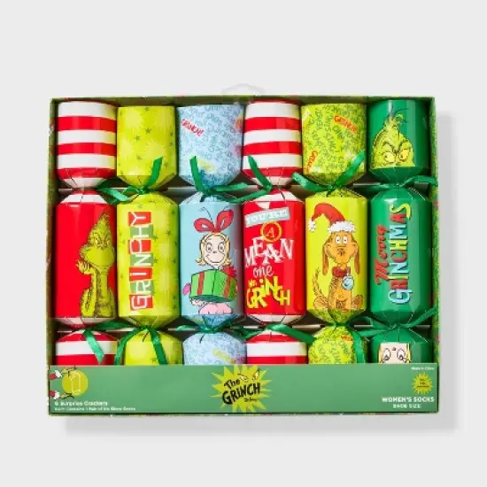 Women's Dr. Seuss' The Grinch Surprise Crackers 6pk Low Cut Socks - Assorted Colors 4-10 image {2}