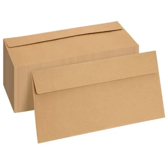 Paper Junkie 100 Pack Bulk #10 Brown Envelopes with Gummed Seal for Invitations, Mailing Letters, Checks, 4-1/8 x 9-1/2 in image {8}