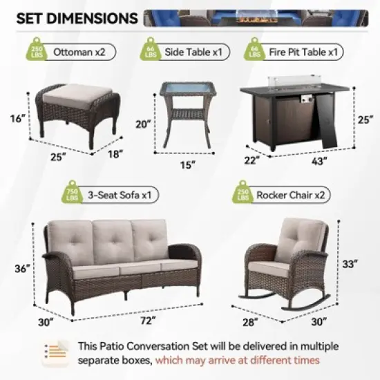 Gymojoy Sofa Swivel Chair with Propane Fire Pit Table image {1}