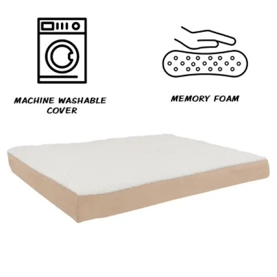 Orthopedic Dog Bed &ndash; 2-Layer Memory Foam Dog Bed with Machine Washable Top Cover &ndash; 36x27 Dog Bed for Large Dogs up to 65lbs by PETMAKER (Tan) image {2}