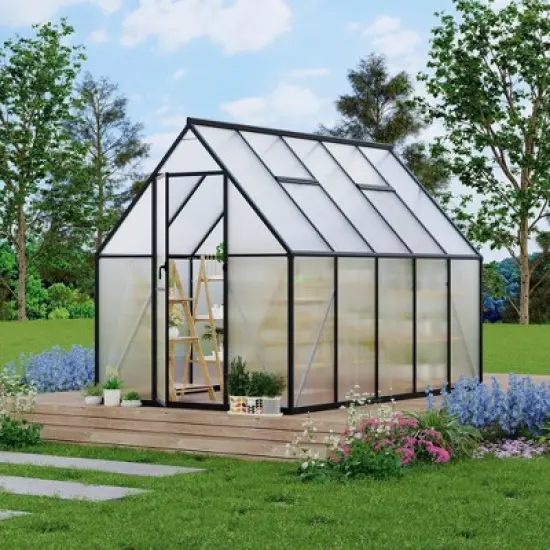 Aluminum-Framed Polycarbonate Greenhouse, Heavy Duty, with Quick Setup Structure and Roof Vent, Large Enhanced Aluminum GreenhouseKit for Outdoors image {12}