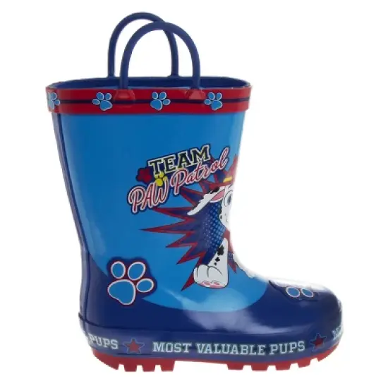 Paw Patrol Marshall and Chase Rubber Rainboots - Waterproof Lightweight Easy On with Easy Pull Handles - Blue (sizes 7-12 Toddler / Little Kid) image {1}