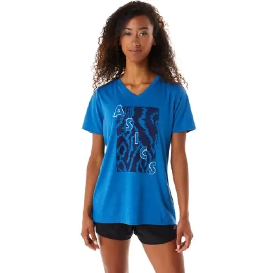 ASICS Women's SHORT SLEEVE ASICS PRINT V-NECK Running Apparel 2032C572 image {5}