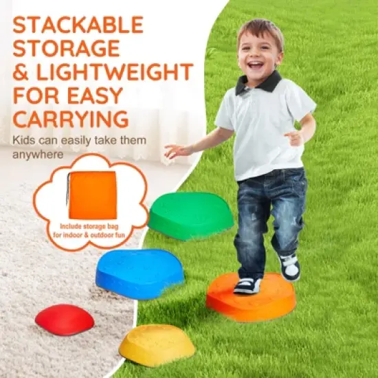 VEVOR Balance Stepping Stones for Kids, 5 PCS, Up to 220 lbs, Non-Slip Toddlers Sensory Stepping Stones, Toys for Children Aged 3 4 5 6 7 8+ image {6}