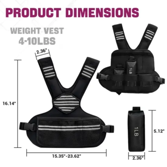 Adjustable Weighted Vest Women,  4-10 Lb/6-20 Lb Weight Vest with Ironsand Weights and DIY Zone for Walking, Jogging and Strength Training image {1}