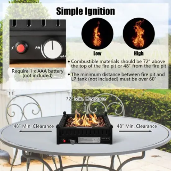 Tangkula Portable Propane Fire Pit 40,000 BTU Tabletop Fire Pit for Tables with 2&rdquo; Umbrella Hole Compact Propane Fire Pit image {3}