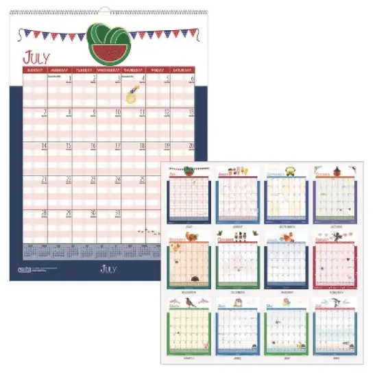 Academic Year Recycled Seasonal Wall Calendar, Illustrated Seasons Artwork, 12 x 16.5, 12-Month (July to June): 2025 to 2026 image {7}
