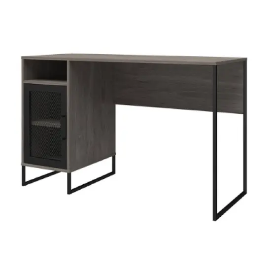 Pacer Single Pedestal Computer Desk Gray Oak - Room & Joy image {4}