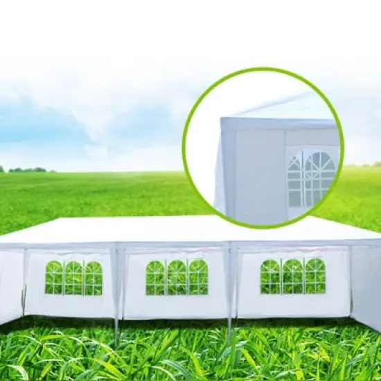 Outdoor 10&times;20 FT Gazebo, Wedding Party Canopy Tent with 6 Removable Sidewalls, Large Gazebo with Metal Frame and Stakes-Coolbibila image {4}