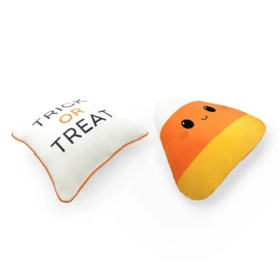 2pk Mini Decor Pillows Candy Corn and Treat or Trick - Bullseye's Playground&trade; image {1}