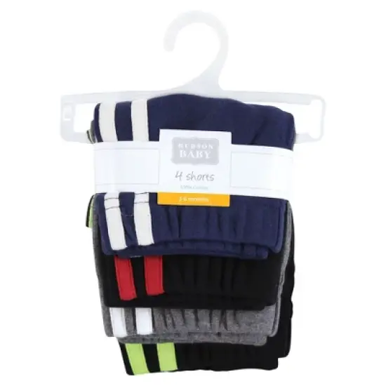 Hudson Baby Boy Shorts Bottoms 4-Pack, Navy Black image {1}