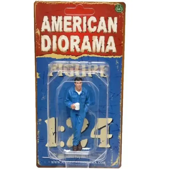 Mechanic Larry Taking Break Figurine for 1/24 Scale Models by American Diorama image {2}
