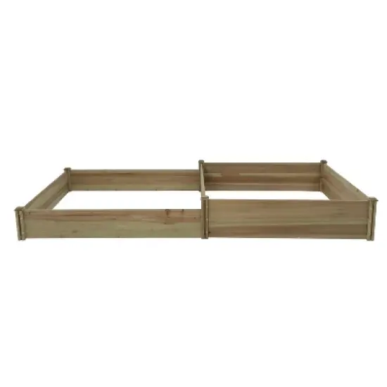 LuxenHome All Wood Two Sections Outdoor Raised Garden Bed Brown image {7}