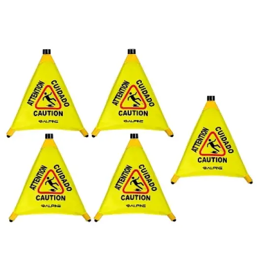 Alpine Industries Wet Floor Cone Sign 20"H Yellow 5/Pack (498-20-5pk) 498-20-5PK image {9}
