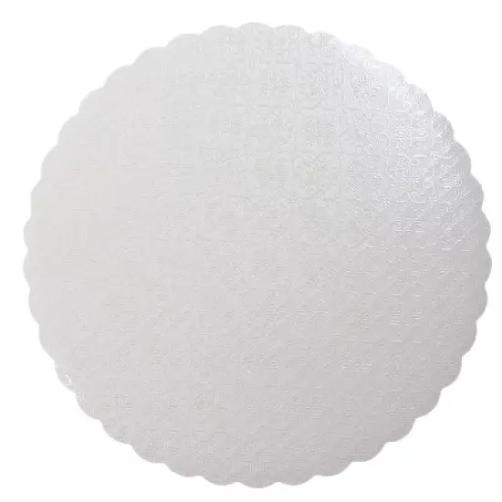 O'Creme White Scalloped Round Cake Board, 14", Pack of 10 image {2}
